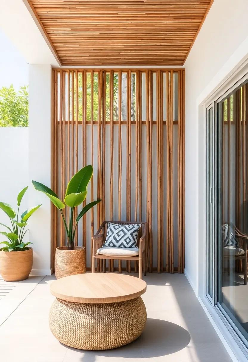 Privacy Screens: Use bamboo or wooden slats as privacy dividers, creating secluded spots for relaxation away from the hustle and bustle