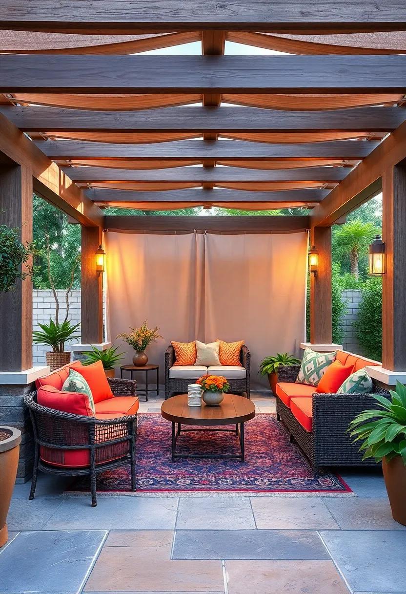 Create a ⁢vibrant atmosphere with‍ a ​colorful gazebo featuring built-in seating and bright cushions,making it the ideal spot for lively summer gatherings