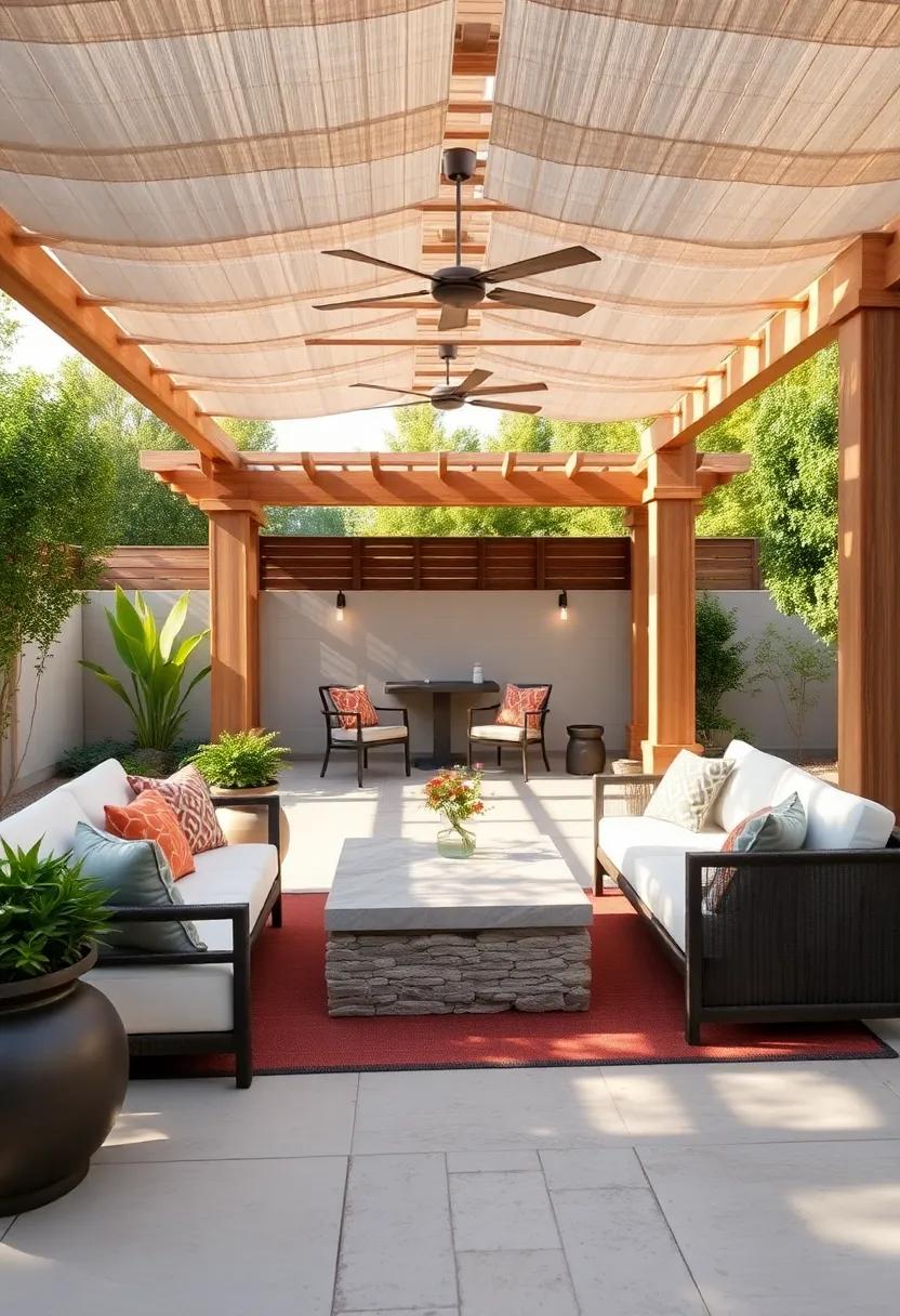 Design a sun-soaked oasis with a pergola combined with a water feature,where you ‌can unwind⁢ to‍ the soothing sounds of ⁣trickling⁤ water and⁣ gentle breezes