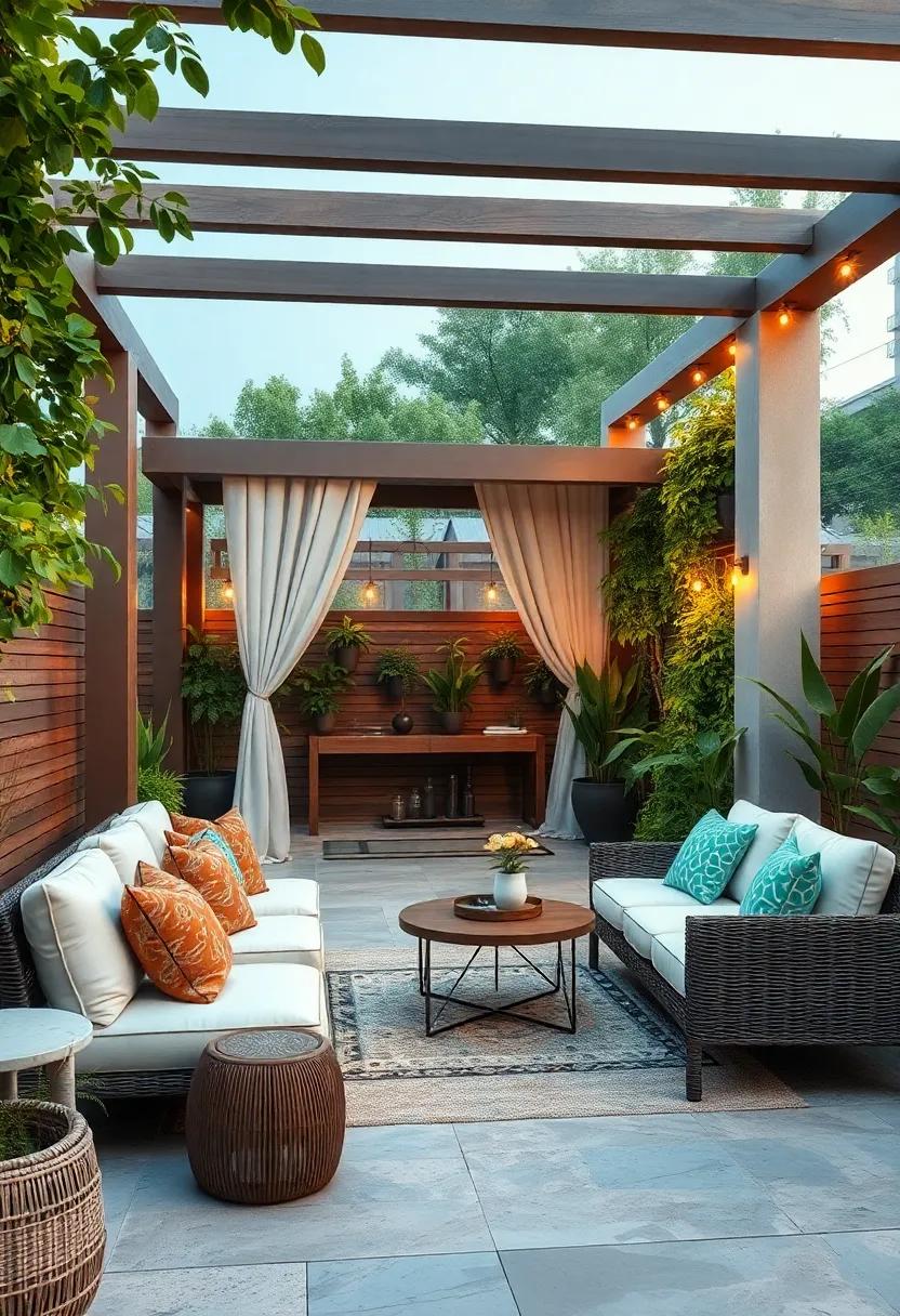 Make the most of a small space with a compact gazebo, accentuated ‌by⁣ vertical planters ⁣that create a lush, green backdrop for relaxation and tranquility