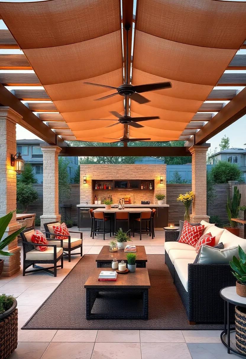 Transform your outdoor space into ‌an‌ entertainment hub with a sprawling pergola,complete with a full bar setup and seating ⁤for friends‍ to mingle in style