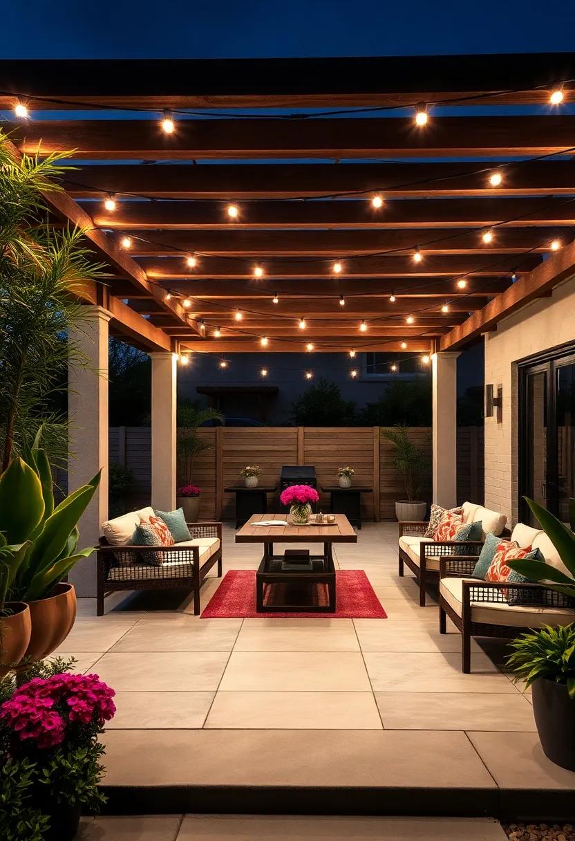 Utilize a pergola as a ‌stylish dining area, strung with lights and equipped with sleek furniture, turning outdoor‌ meals into delightful ⁤experiences year-round