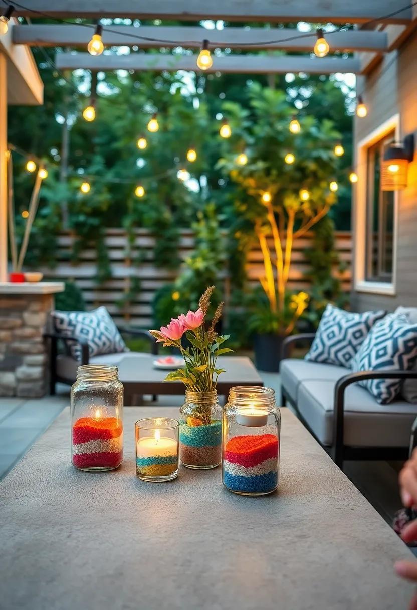 Layered Sand and Candle‍ Jars: Create depth by layering colorful⁢ sand​ in your jar, then place a‌ tea light on top for a charming centerpiece