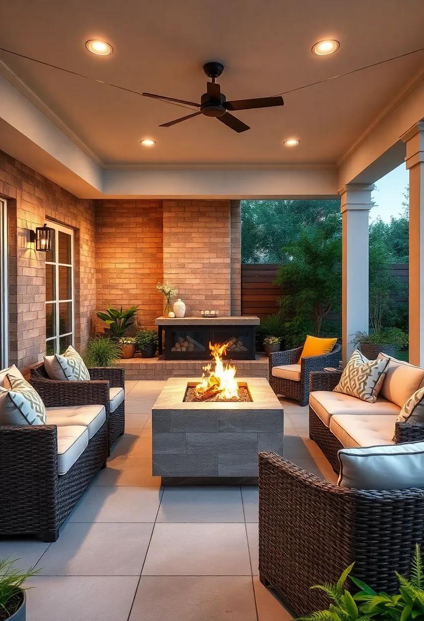 Discover the all-weather wicker lounge set that seamlessly combines sophisticated style and durability, perfect for an outdoor​ retreat adorned with a sleek fire pit at its⁤ center