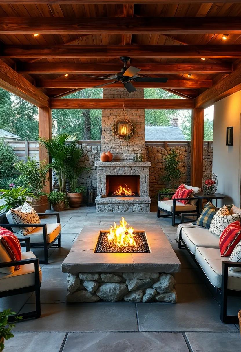 Celebrate nature with an earthy rustic lounge, where reclaimed wood meets a stone fire‌ pit, crafting a harmonious blend of comfort ⁤and‌ rustic elegance