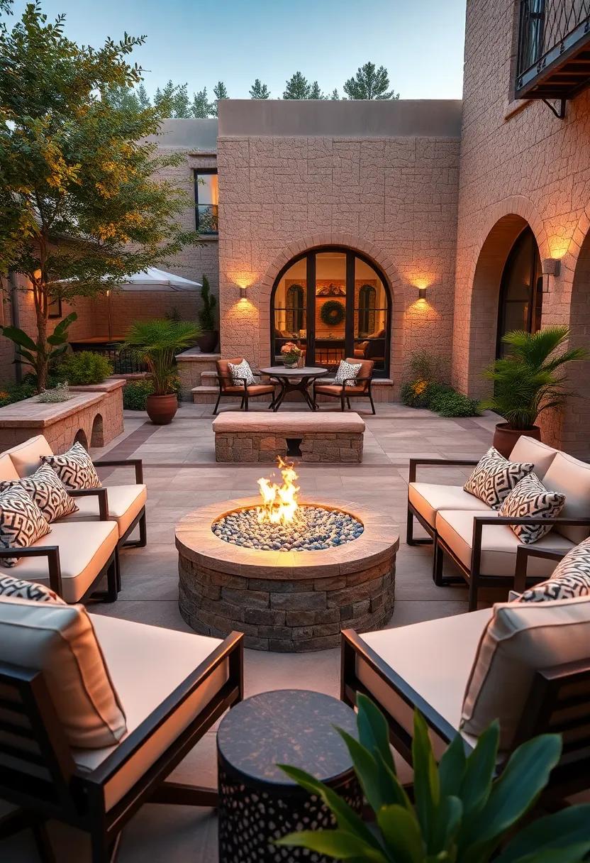 Create a serene escape with a hammock lounge setup, encircled by​ a smooth,‍ rounded fire pit that promises intimate ​moments and serene conversations