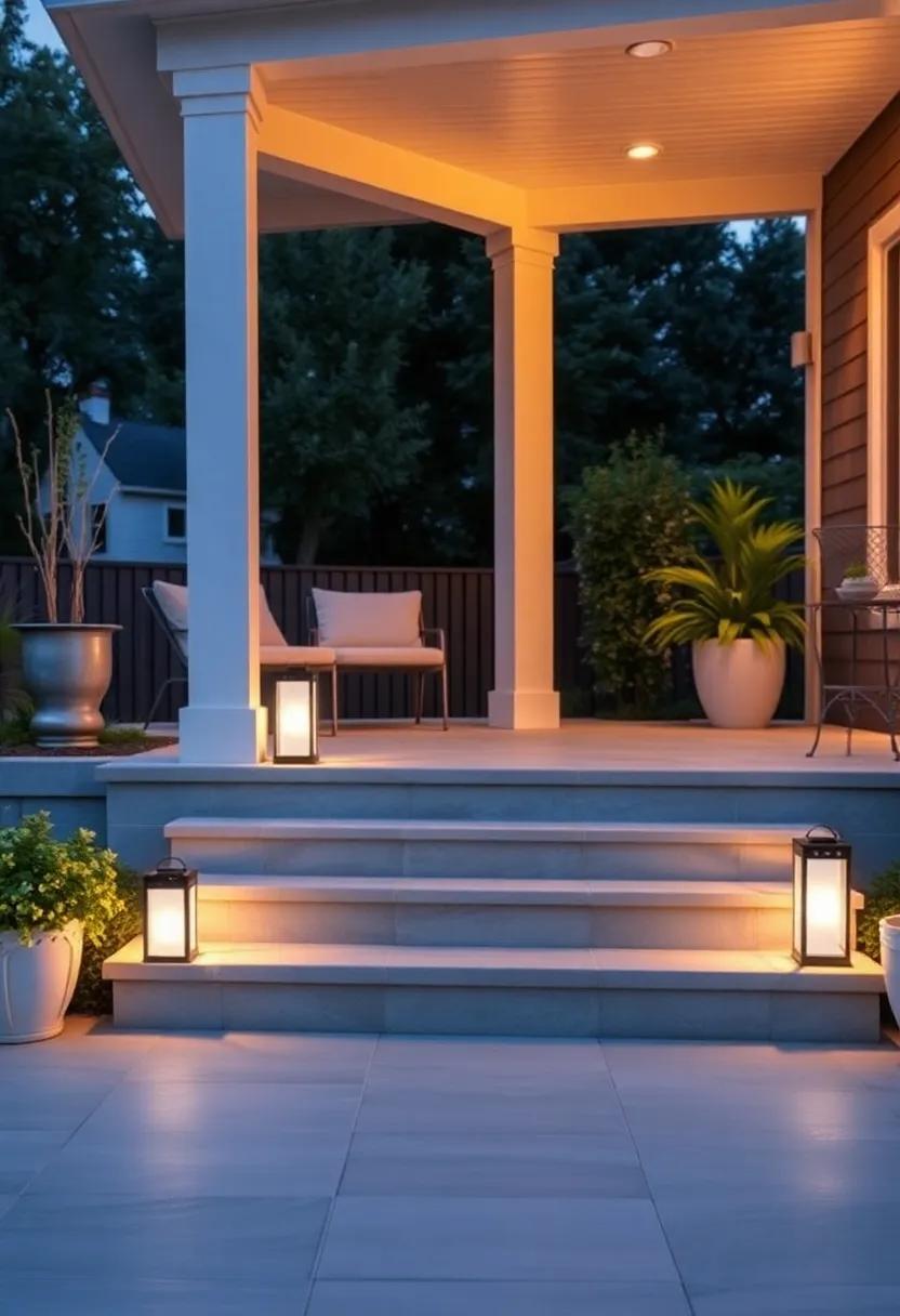 Add a Touch of Elegance with solar-Powered Lanterns on the Steps