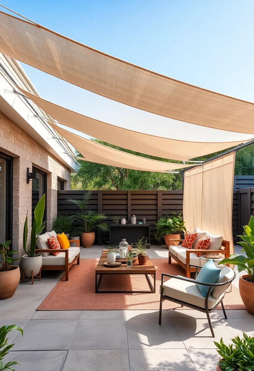 Add side‌ panels to your shade sail setup⁣ for additional privacy while still allowing light to filter ⁣through, creating⁢ an ⁢intimate atmosphere