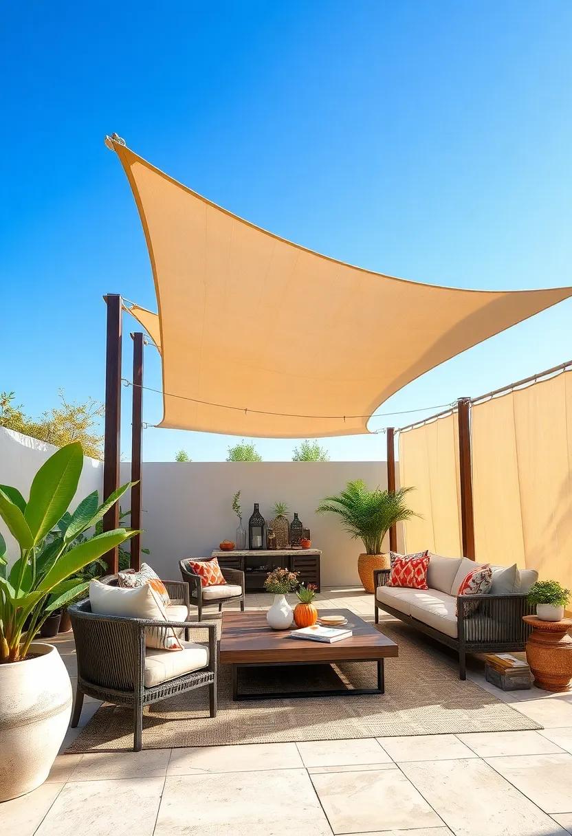 Experiment with mixed materials, such as combining fabric​ sails with wooden⁣ or metal structures for a contemporary vibe