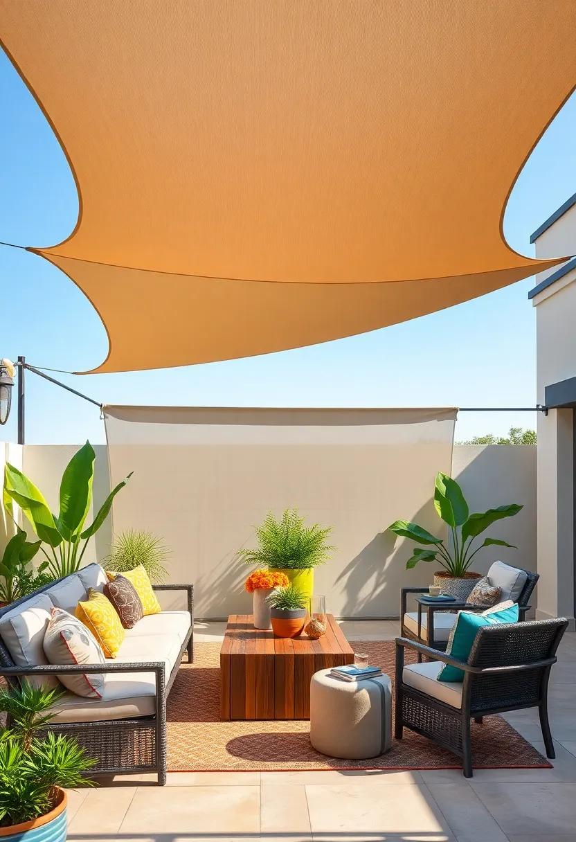Install⁣ a side awning connected to ⁤your ‌shade sails for extra⁤ protection, ensuring comfort⁣ and style no matter the weather