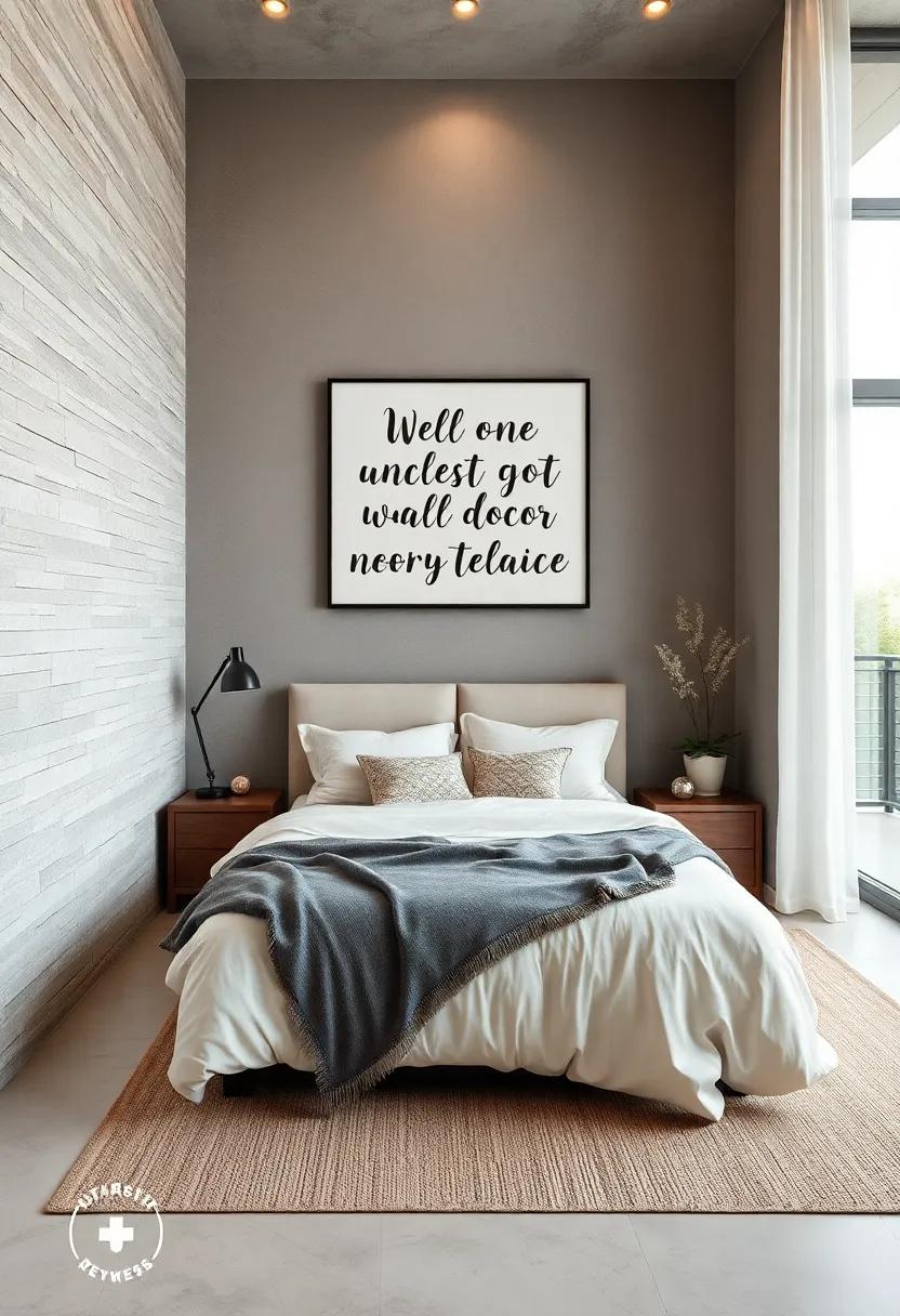 Add an inspirational quote on a wall using wall decals or framed art to motivate you daily