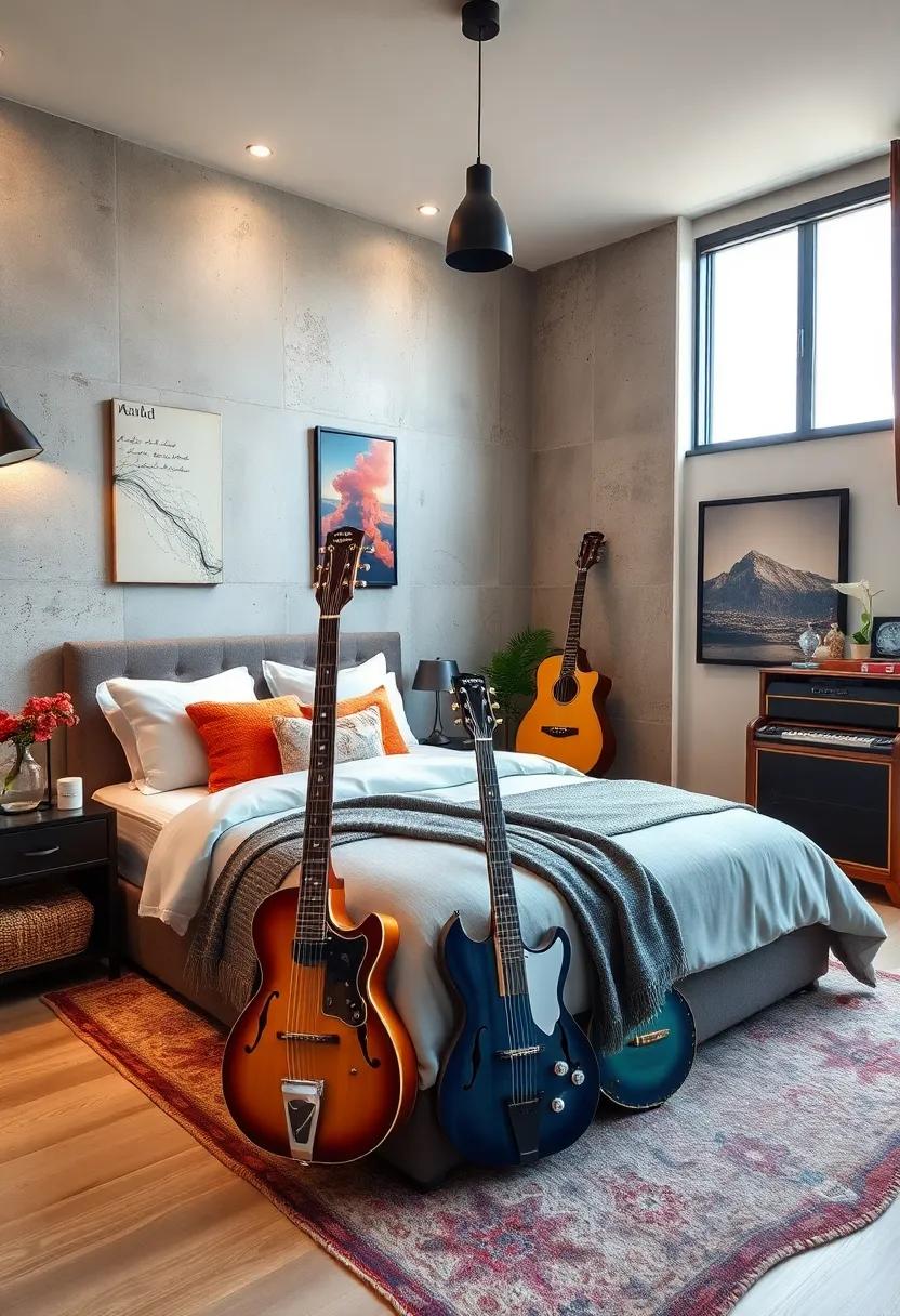 Incorporate your favorite musical instruments as part of your decor, showcasing your passion for music