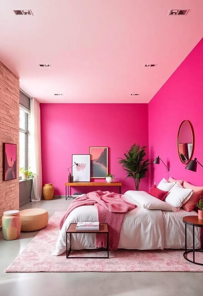 Fuchsia Float: A bold and eye-catching pink that can serve as a statement wall, providing a fun pop of color
