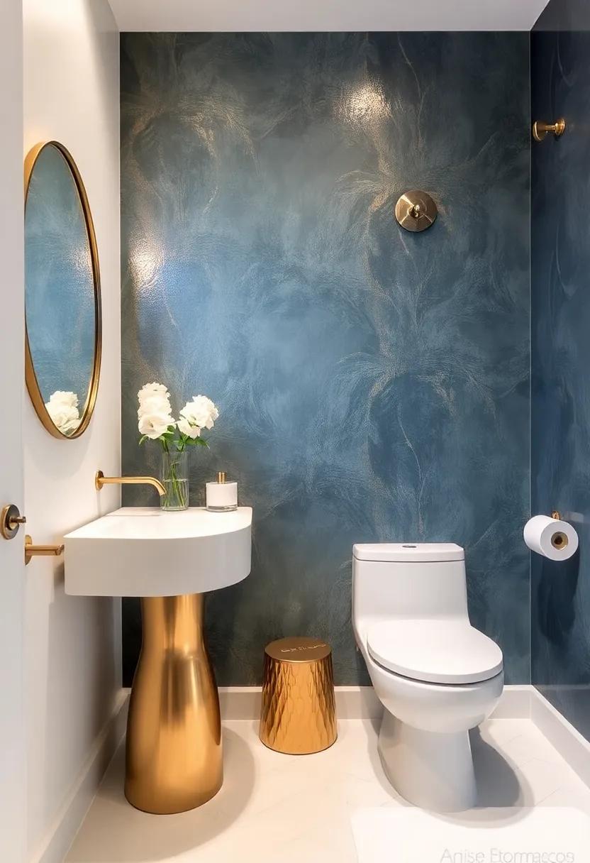 Foiled accents: Infuse luxurious elements into your powder room with foiled accents that elevate the overall design while creating visual impact