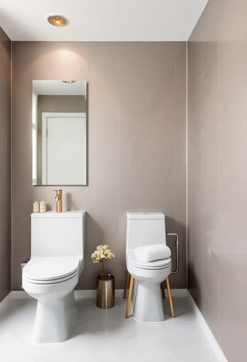 Metallic Glaze: Elevate your powder room with a metallic glaze finish that reflects light beautifully and transforms your space into a chic retreat