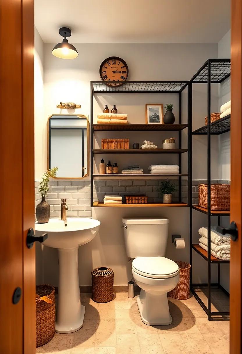 Industrial Metal Shelving: Introduce an industrial vibe with metal shelving, complementing it with rustic accessories for an ‍edgy ⁣yet elegant‌ aesthetic