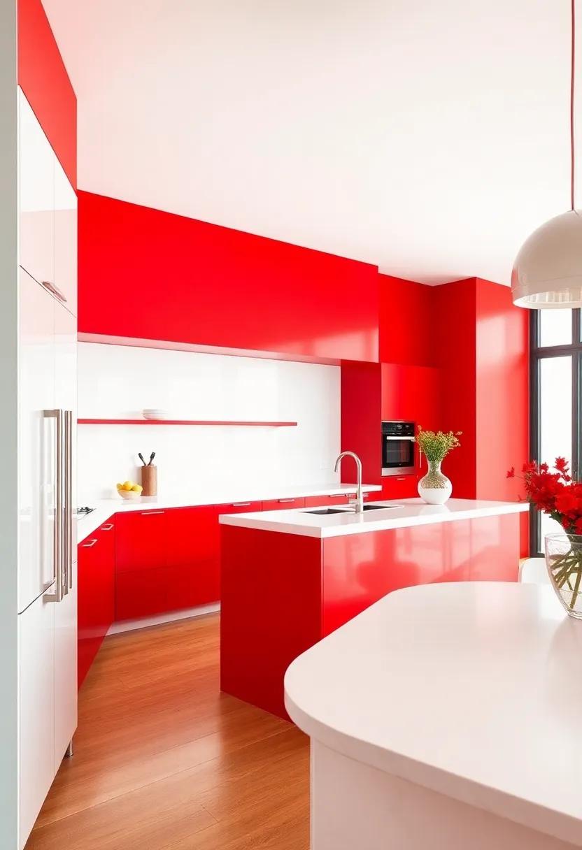 Integrating Red in Open Concept Kitchens for ⁣Seamless Flow