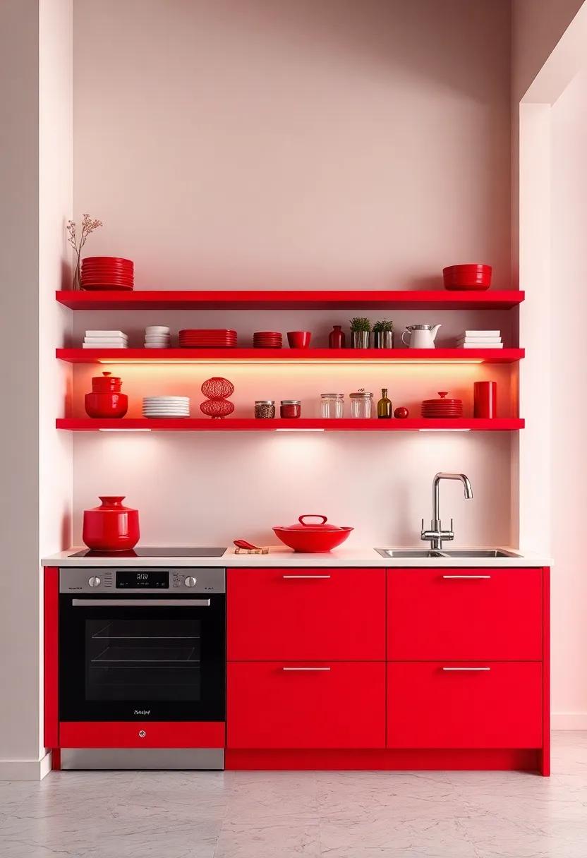 Unique Storage Solutions in Bold red to Maximize Kitchen⁣ Efficiency