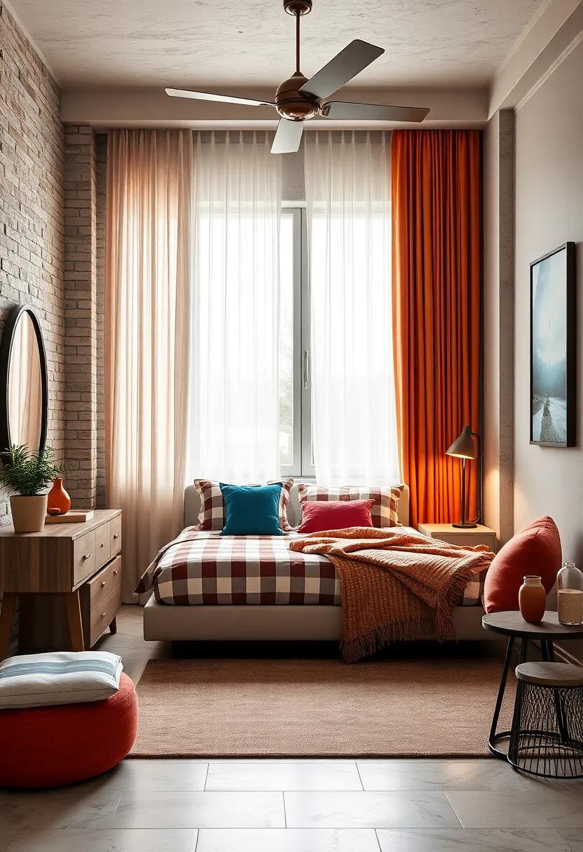 Classic text Tiles: Add a pop of nostalgia with retro-inspired fabric, such as checkered or bold stripe patterns, for cushions or curtains