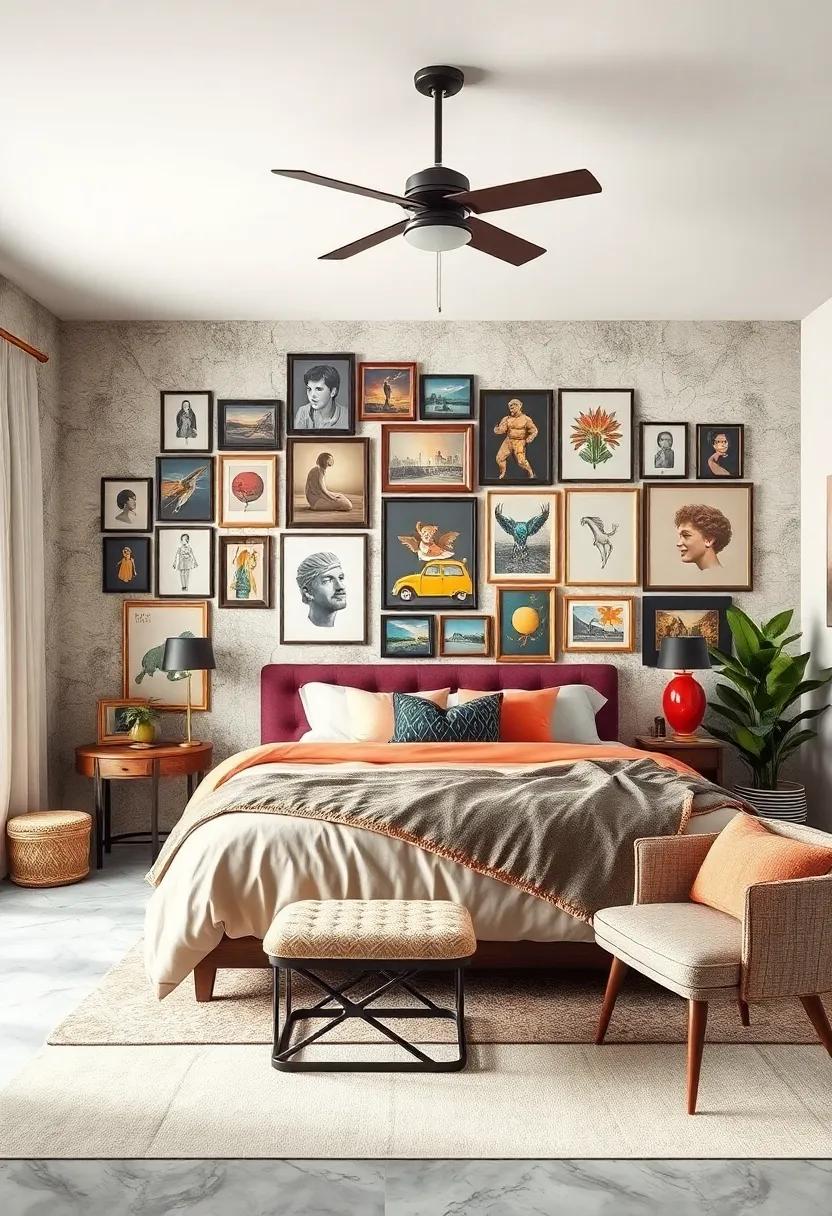 Gallery Wall: Curate a collection of vintage art, photographs, and prints to create a storytelling element all around the room