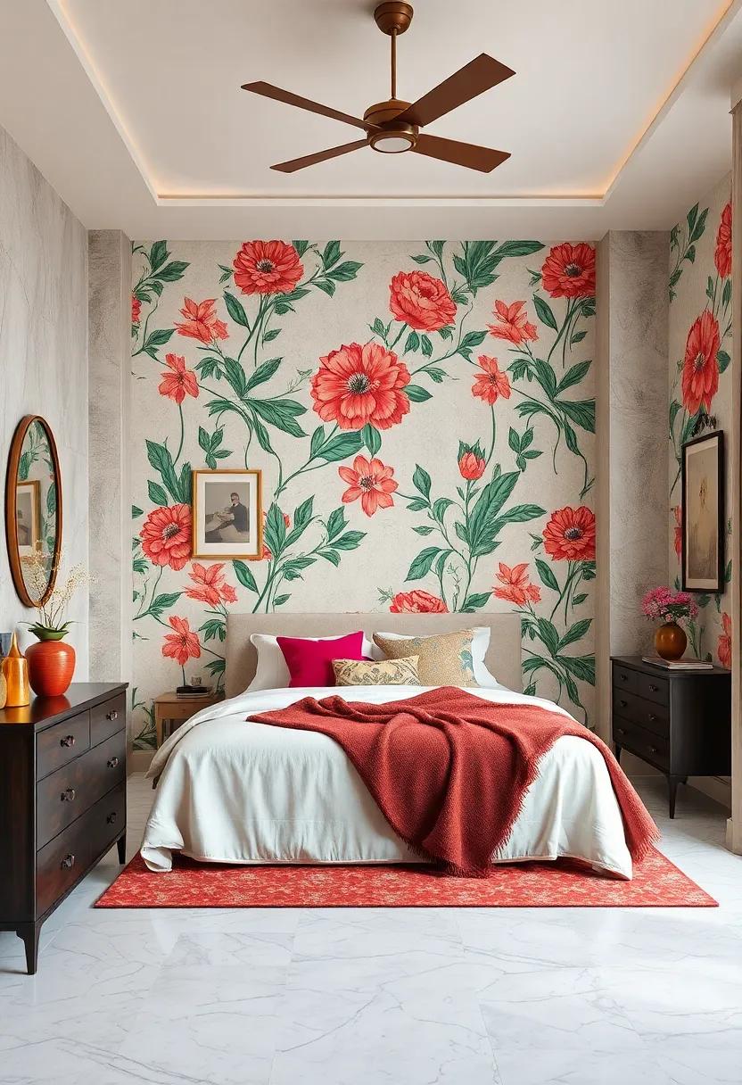 Retro wallpaper: Opt for funky patterns or floral designs that transport you to a bygone era and set the tone for the entire space
