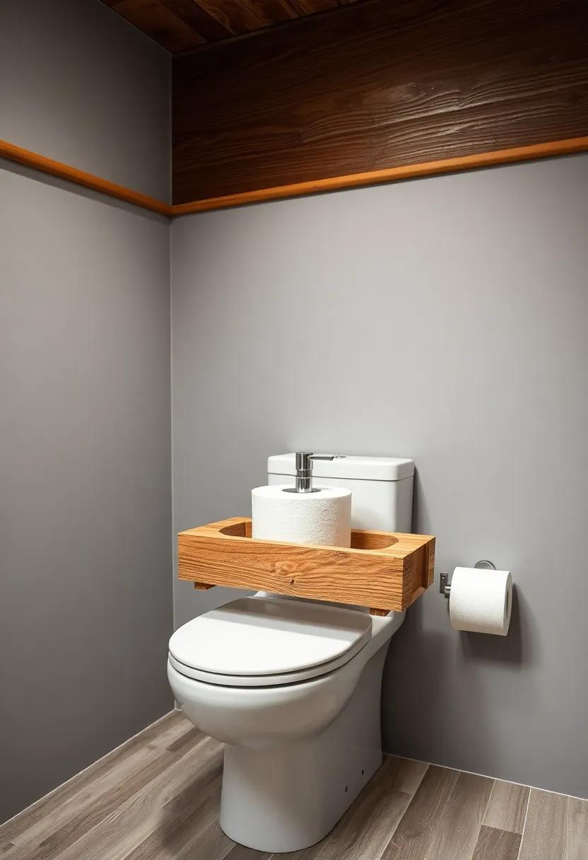 DIY Wooden Pallet toilet Paper Holder: Elevate the ordinary by crafting a toilet paper holder from a small piece of reclaimed wood for that rustic touch