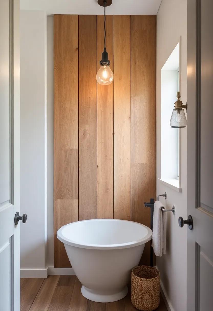 Rustic Light Fixtures: Choose light fixtures made from reclaimed materials, such as lanterns or metal sconces, to illuminate your bathroom with charm