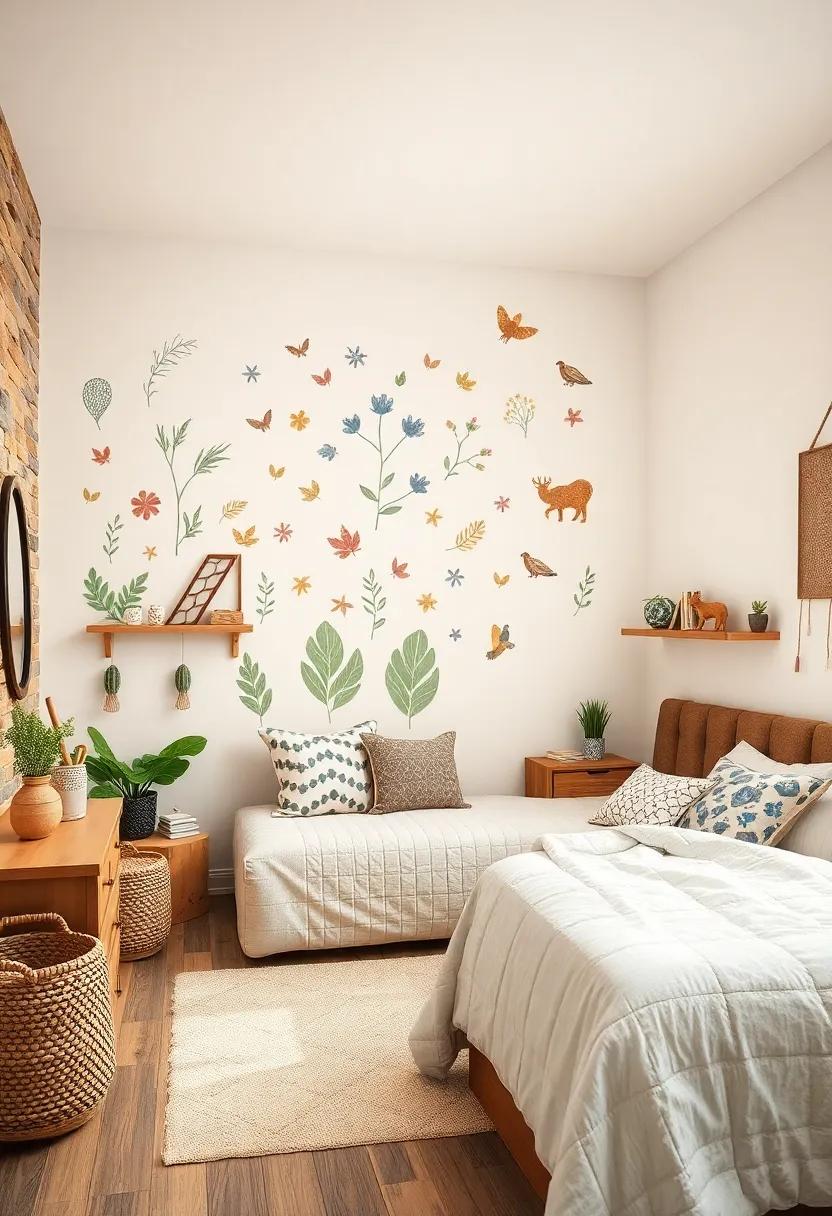 Nature-Inspired⁤ Wall Decals: ⁢Add removable decals featuring leaves, flowers, ⁤or forest​ animals to bring a playful and charming vibe ‍without ⁢permanent commitment