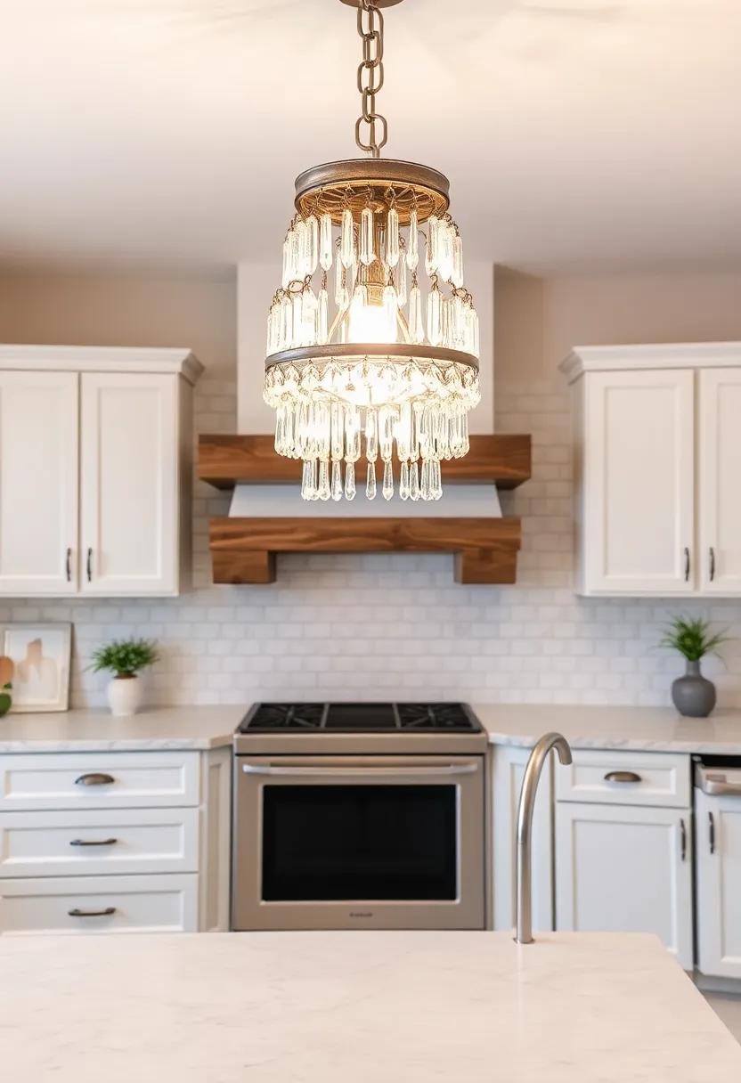 Classic Crystal and Wood Fusion: Bring an unexpected touch of sophistication with a fixture that melds rustic wood finishes with delicate crystals for a refined elegance