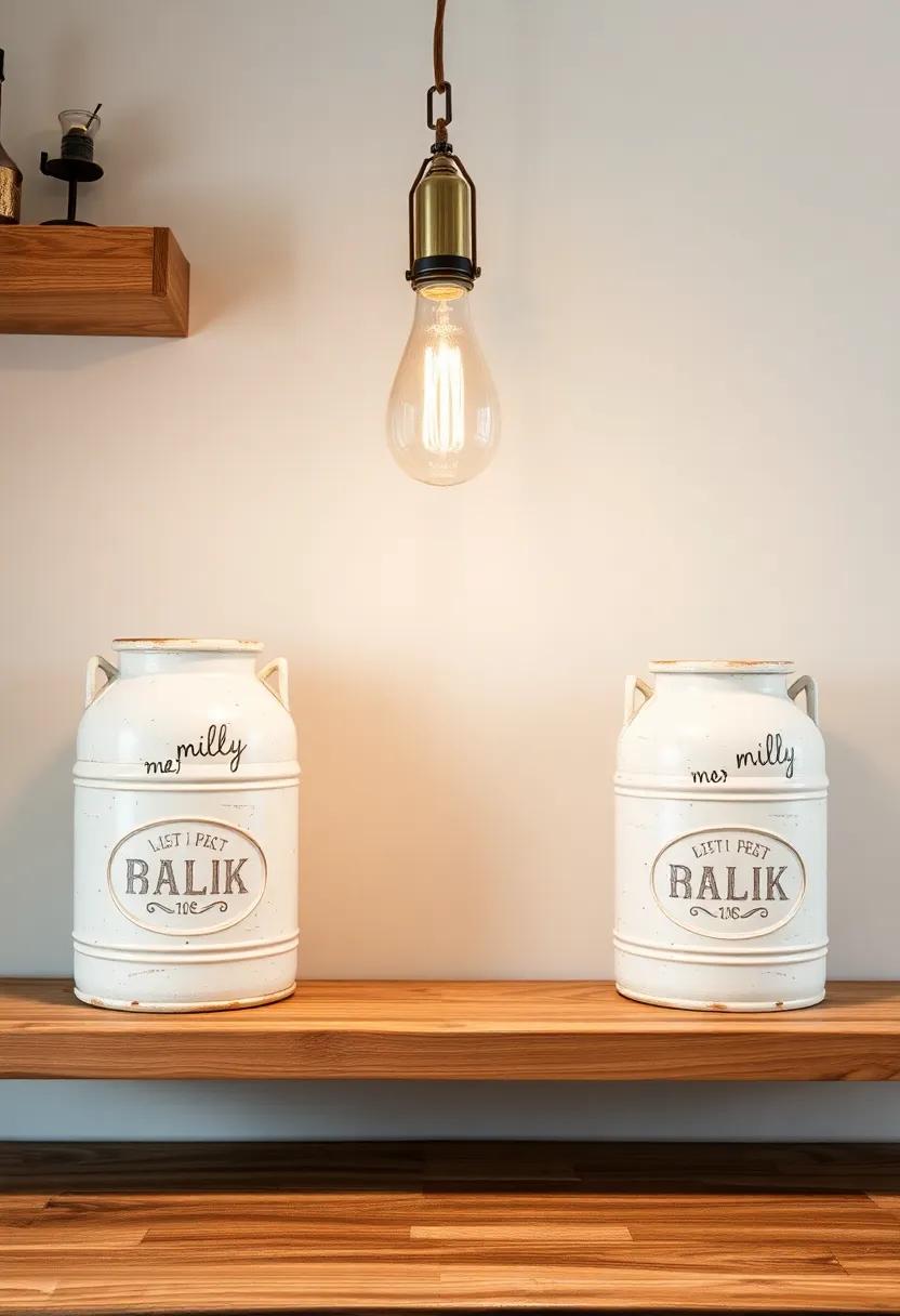 Farm Fresh Milk can Lights: Infuse personality into your kitchen with repurposed milk cans turned light fixtures, connecting culinary creativity with rustic heritage