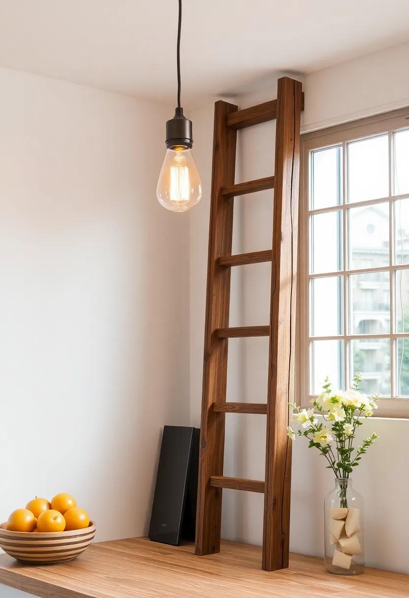 wooden Ladder Light: Combine functionality and creativity with a light fixture that mirrors a wooden ladder, offering both illumination and a stylish statement piece