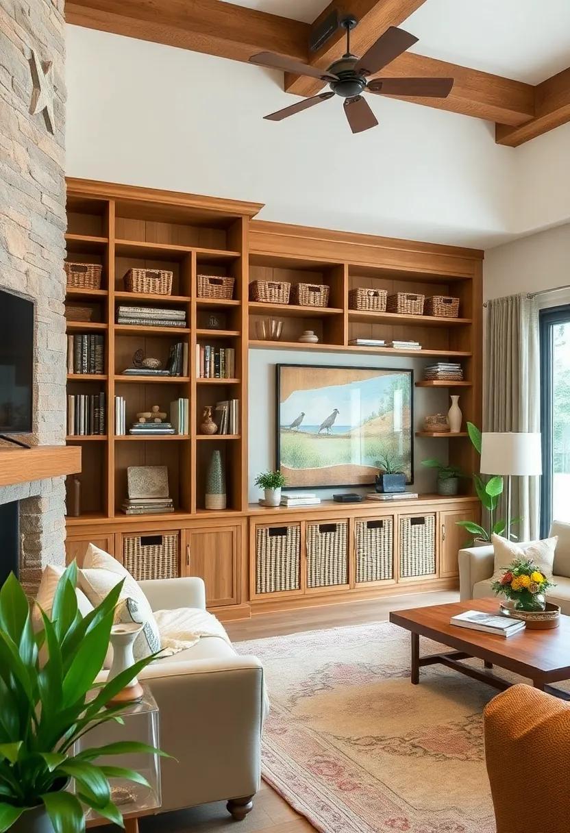 Basket weave Accents: Incorporate ⁢woven baskets within your traditional wood bookcase for ​added texture and organization, ‍enhancing the rustic feel while keeping clutter at bay