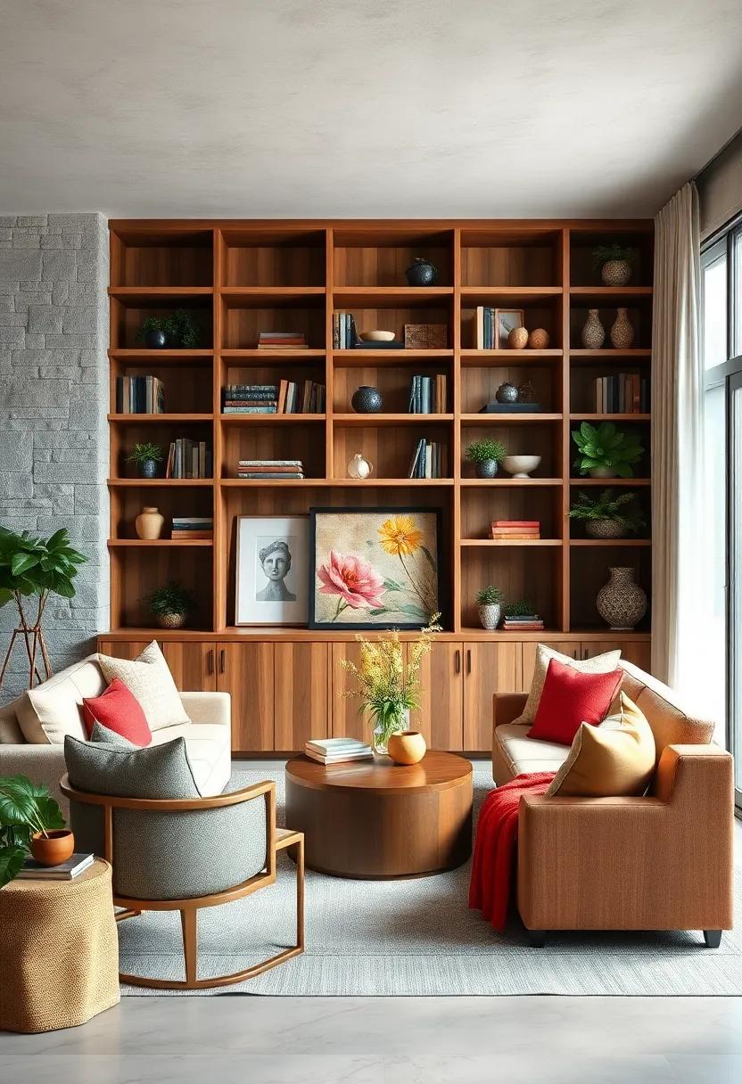 Nature-Inspired Decor: create a bookcase that‍ incorporates potted ⁢plants, leaves, and botanical art, bringing the outdoors in ⁤while enhancing the rustic ​charm of your living room