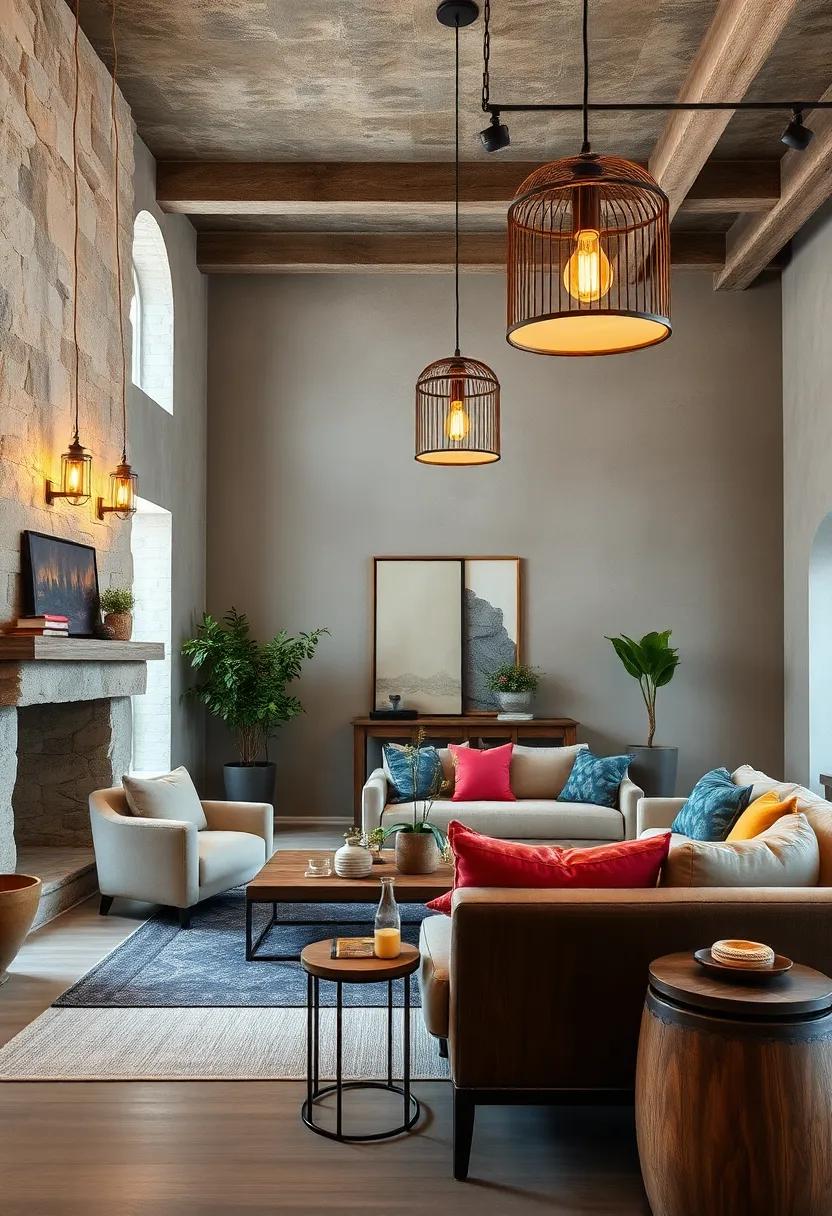 Marvel at the meticulous details of handcrafted light fixtures that illuminate spaces with warm, inviting hues, effortlessly enhancing the rustic luxe aesthetic