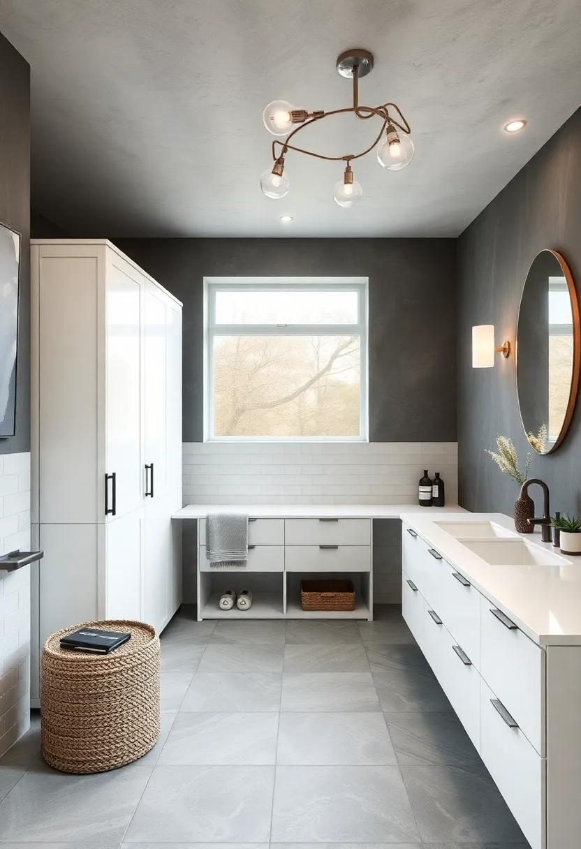 Discover‍ the power ‌of contrast with white cabinetry against ⁣charcoal-grey ‍walls, making a bold artistic statement that's both modern and‌ inviting