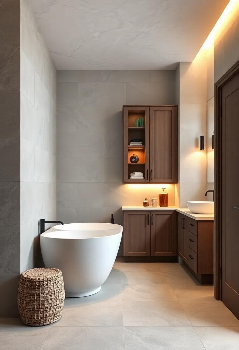 Elevate your bathroom's ⁢ambiance with soft lighting integrated into your cabinetry, casting⁤ a warm glow that enhances‌ evening‌ relaxation