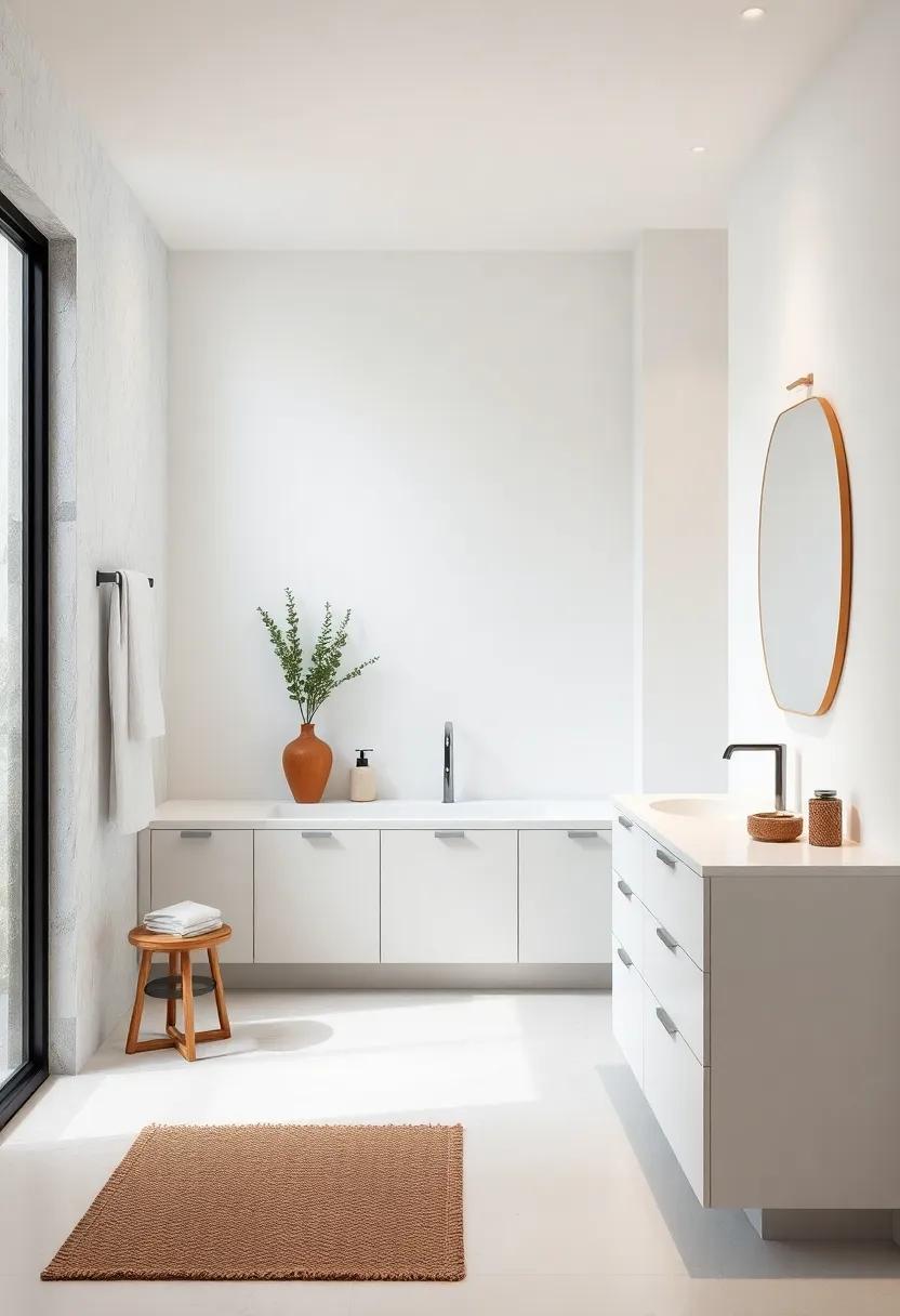 Embrace⁢ minimalism with⁣ a sleek ⁤white-on-white palette that showcases custom‍ cabinetry with clean‍ lines and ⁢functional design ‍elements
