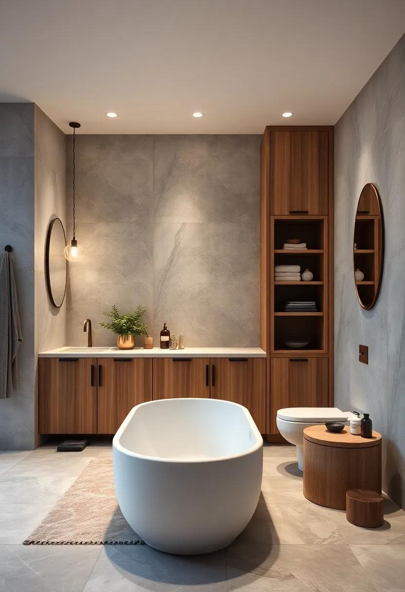 Infuse ‌your ​bathroom with⁤ organic ​textures by selecting⁤ cabinetry made from bamboo or rattan, establishing a natural and harmonious retreat