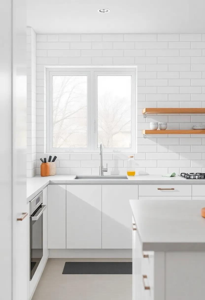 Crisp White Subway Tiles: A classic choice that reflects light and adds a clean, timeless touch to any Scandinavian kitchen