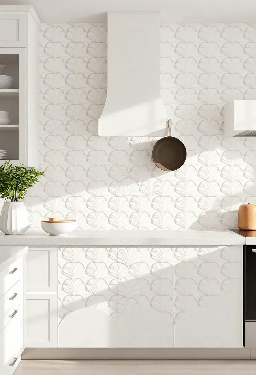 Scallop Shell Tiles: Bring a coastal element to your culinary space with whimsical scallop-shaped tiles that evoke a sense of serenity