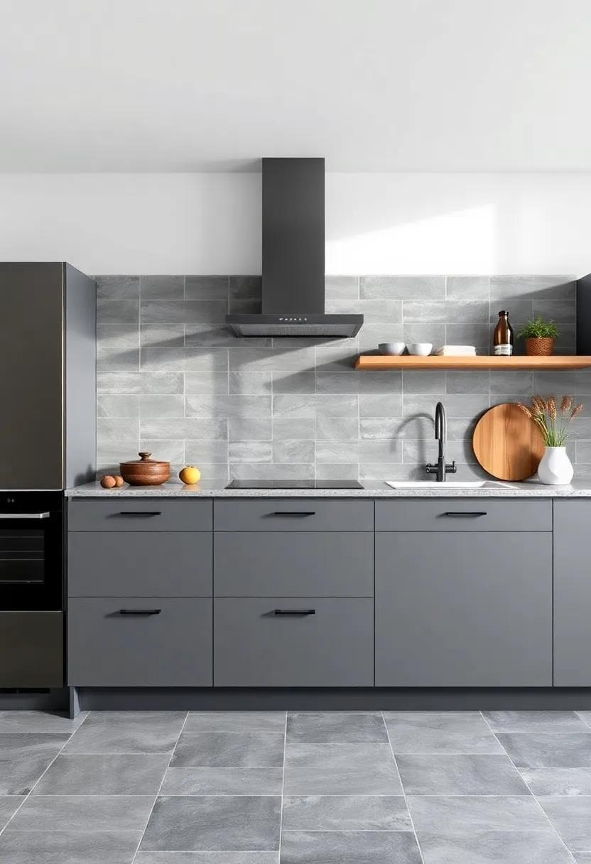 Sleek Slate Tiles: Enhance your kitchen's modernity and durability with slate tiles that provide a sophisticated yet rugged surface