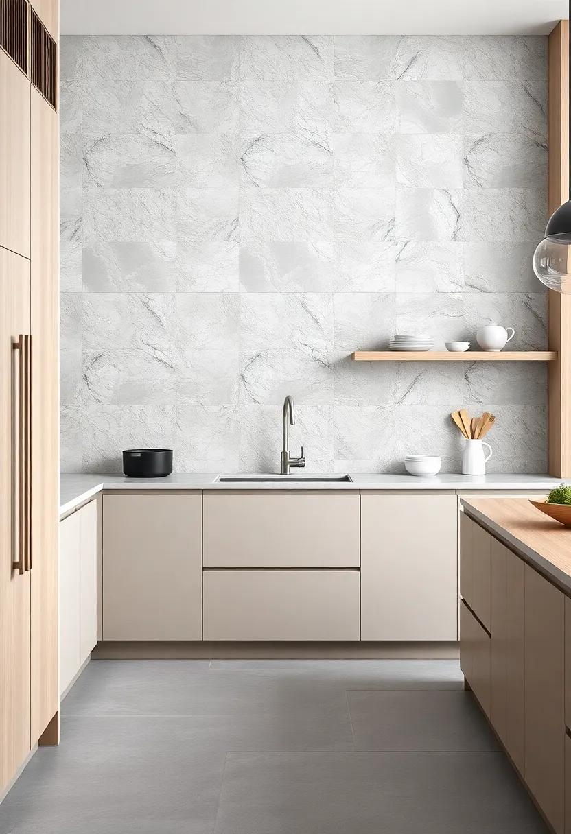 Textured Concrete Tiles: Perfect for a modern aesthetic, these tiles offer a raw, industrial vibe that pairs beautifully with sleek cabinetry