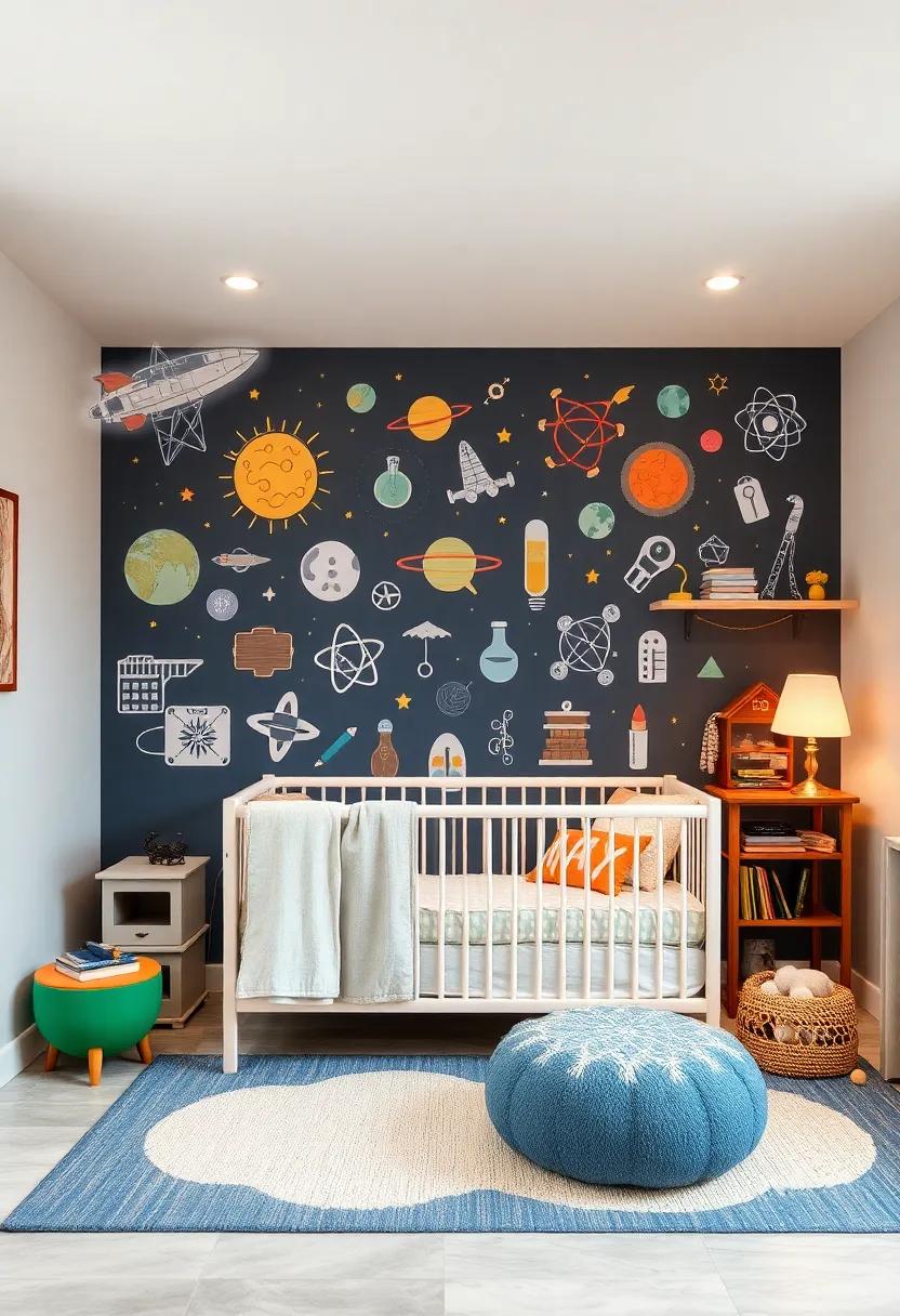 Educational Wall Stickers: Use removable wall stickers to create a science-themed mural that can be changed as he learns and grows