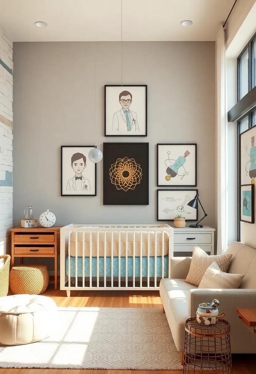 Science Wall Art: Hang framed prints of famous scientists or scientific phenomena, sparking curiosity and conversation in the nursery