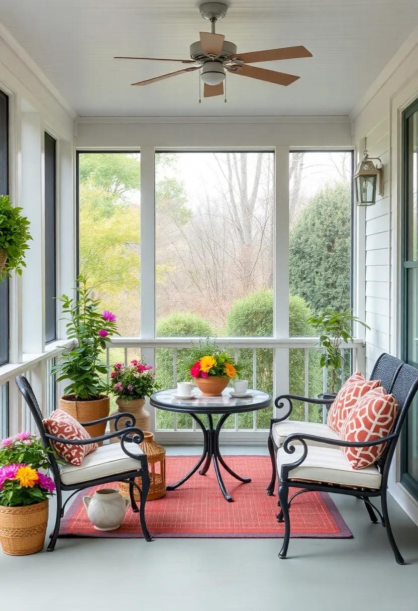 Embrace Seasonal Decor: Change up your decorations and floral arrangements with the changing seasons to keep your porch feeling fresh and inviting