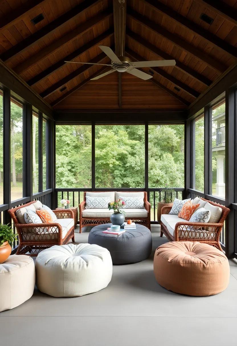 Cozy poufs that can⁣ double as footrests or additional seats when needed