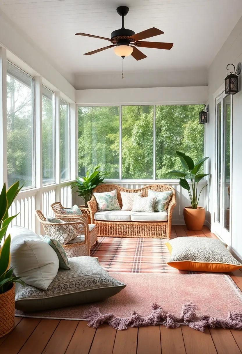 Layered‍ floor cushions with varying sizes for a casual, bohemian feel