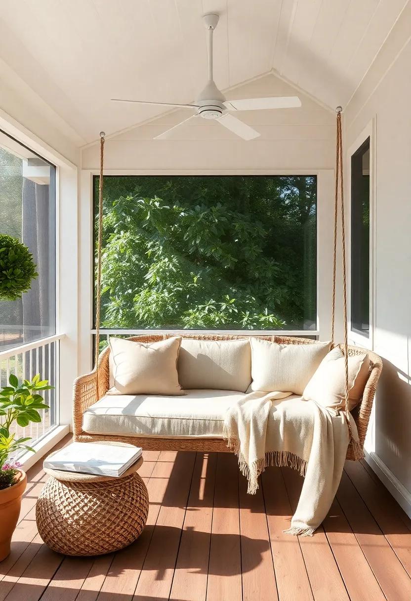 A ‍swinging‍ daybed draped in ⁤lightweight fabrics for ultimate relaxation