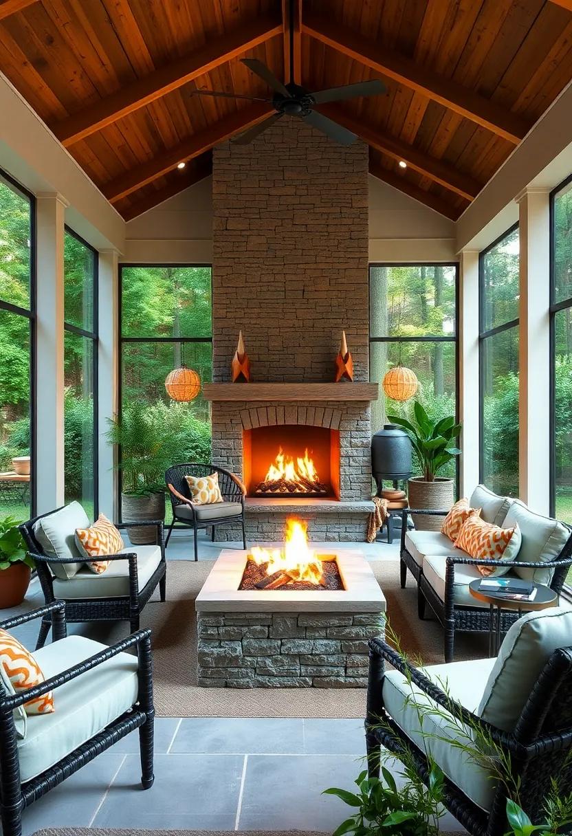 Add a portable fire pit for flexibility in gatherings, allowing ‍you to adjust the layout⁢ of your screened porch‍ as‌ you please