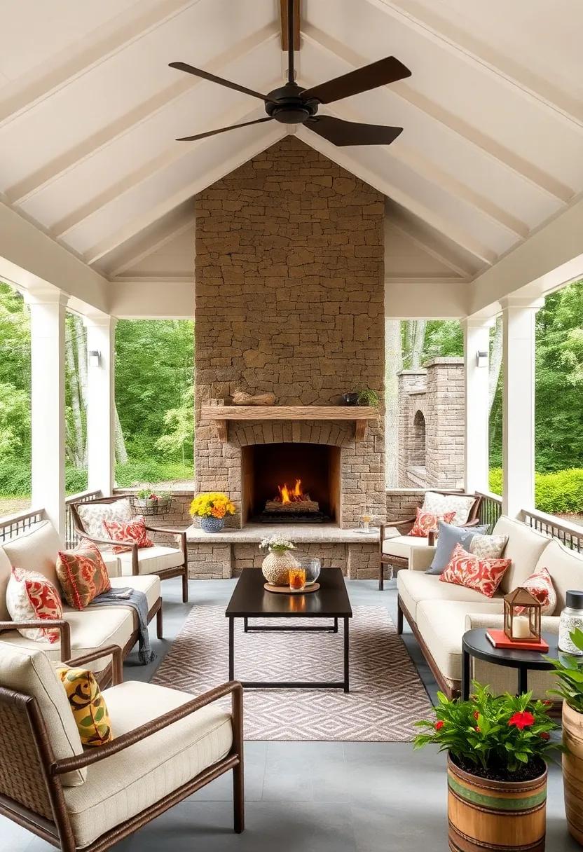 Create a fireplace feature wall using natural stone or reclaimed wood, turning the central focus into​ a⁤ striking design element